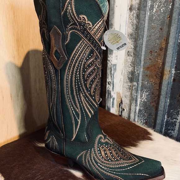 Corral Shoes - Green and gold corral Western Cowboy Boots